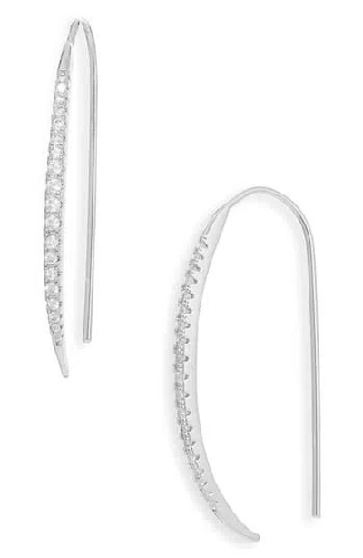 Nordstrom Rack Cz Linear Threader Earrings In Silver