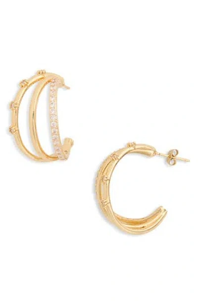 Nordstrom Rack Cz Multi Band Hoop Earrings In Gold