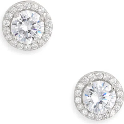 Nordstrom Rack Cz Pavé Button Stud Earrings In Metallic