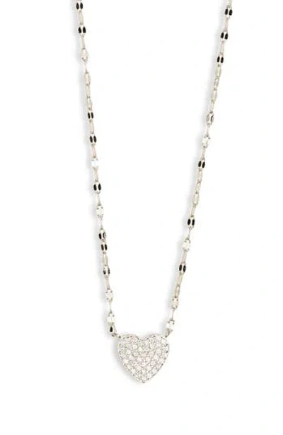 Nordstrom Rack Cz Pavé Heart Pendant Necklace In Metallic