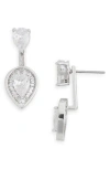 Nordstrom Rack Cz Pear Jacket Stud Earrings In Silver