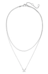 Nordstrom Rack Cz Pendant Layered Chain Necklace