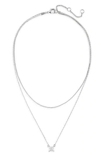 Nordstrom Rack Cz Pendant Layered Chain Necklace