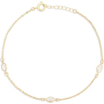 Nordstrom Rack Cz Station Chain Anklet In Gold
