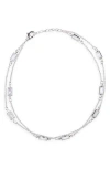 Nordstrom Rack Cz Station Chain Anklet In Silver