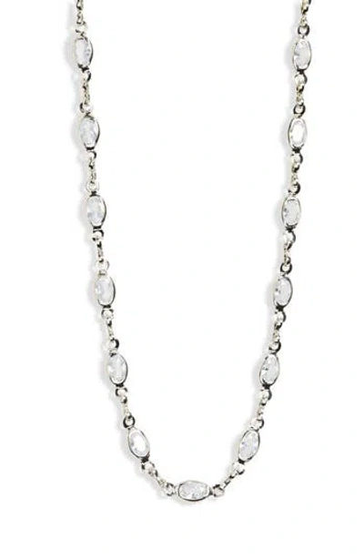 Nordstrom Rack Cz Station Chain Necklace In White
