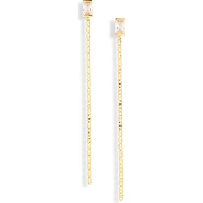 Nordstrom Rack Cz Stud Mariner Chain Drop Earrings In Clear- Gold