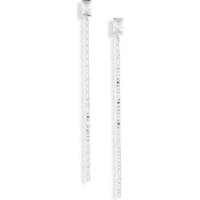 Nordstrom Rack Cz Stud Mariner Chain Drop Earrings In Clear- Silver