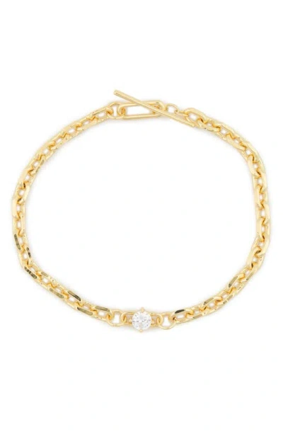 Nordstrom Rack Cz Toggle Chain Bracelet In Clear- Gold