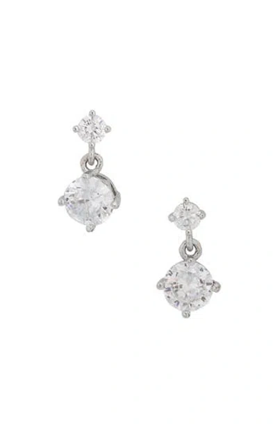 Nordstrom Rack Dainty Cubic Zirconia Drop Stud Earrings In Silver