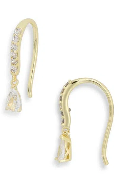 Nordstrom Rack Dainty Teardrop Pavé Fish Hook Earrings In Gold