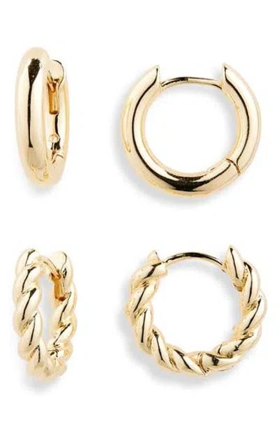 Nordstrom Rack Demi Fine 2-pack Assorted Huggie Hoop Earrings In Gold