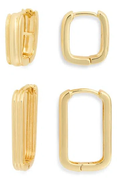 Nordstrom Rack Demi Fine 2-pack Square Hoop Earrings In Gold
