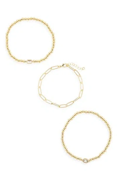 Nordstrom Rack Demi-fine 3-pack Assorted Chain Bracelets In Gold