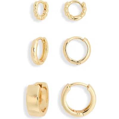 Nordstrom Rack Demi Fine 3-pack Huggie Hoop Earrings In Gold