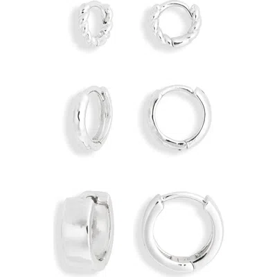 Nordstrom Rack Demi Fine 3-pack Huggie Hoop Earrings In Silver