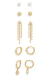 Nordstrom Rack Demi-fine 5-pack Assorted Everyday Essential Earrings In Gold