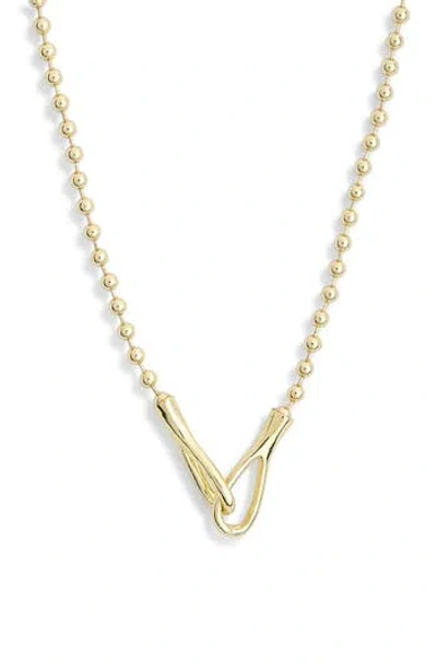 Nordstrom Rack Demi Fine Ball Chain Interlocking Link Pendant Necklace In Gold