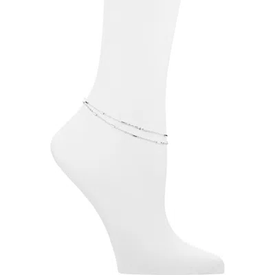 Nordstrom Rack Demi Fine Bar Station Layered Anklet In Metallic