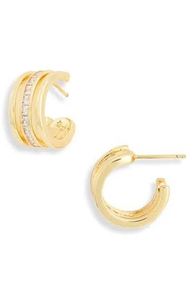 Nordstrom Rack Demi Fine Cubic Zirconia Caged Huggie Hoop Earrings In Gold