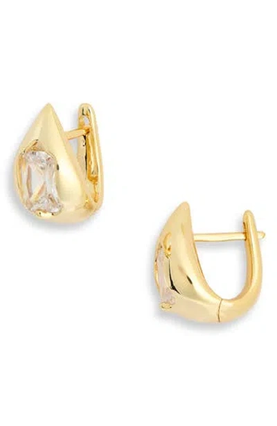 Nordstrom Rack Demi Fine Cubic Zirconia Teardrop Huggie Hoop Earrings In Gold
