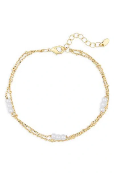 Nordstrom Rack Demi Fine Faux Pearl Chain Bracelet In Gold