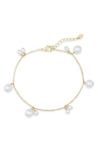 Nordstrom Rack Demi Fine Faux Pearl Charm Bracelet In Gold