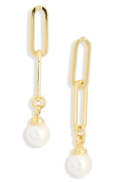 Nordstrom Rack Demi Fine Faux Pearl Paperclip Link Earrings In Multi