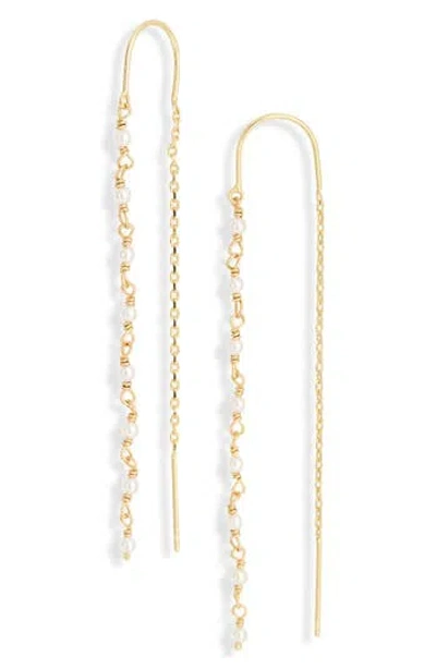 Nordstrom Rack Demi Fine Faux Pearl Threader Earrings In Gold