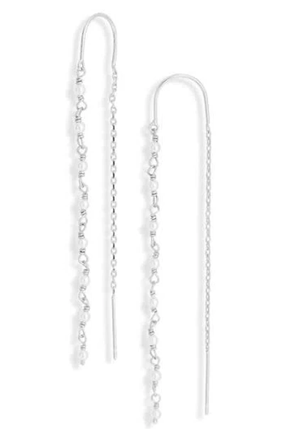 Nordstrom Rack Demi Fine Faux Pearl Threader Earrings In Silver