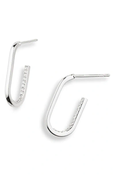 Nordstrom Rack Demi Fine Pavé Oval Hoop Earrings In Metallic