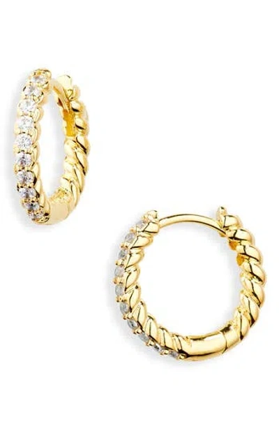 Nordstrom Rack Demi Fine Pavé Twisted Huggie Hoop Earrings In Gold