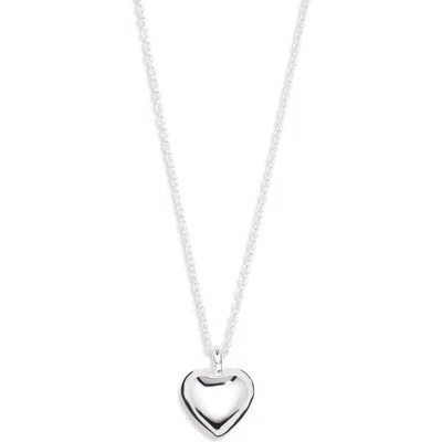 Nordstrom Rack Demi Fine Puff Heart Pendant Necklace In White