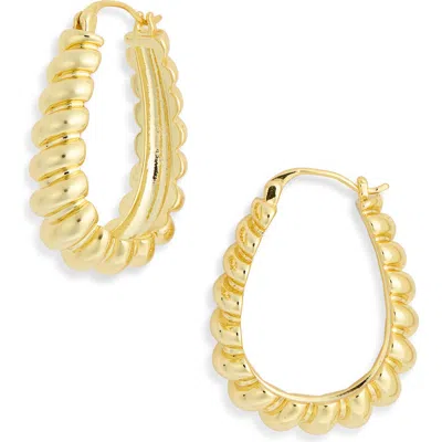 Nordstrom Rack Demi Fine Ribbed Oval Hoop Earrings In Gold