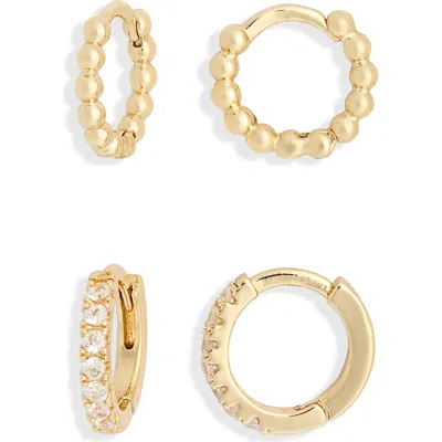 Nordstrom Rack Demi Fine Set Of 2 Huggie Hoop Earrings In Gold