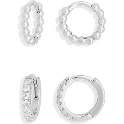 Nordstrom Rack Demi Fine Set Of 2 Huggie Hoop Earrings In Metallic