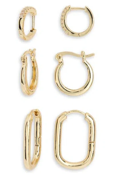 Nordstrom Rack Demi Fine Set Of 3 Cubic Zirconia Huggie Hoop Earrings In White