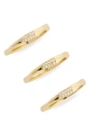 Nordstrom Rack Demi-fine Set Of 3 Cubic Zirconia Molten Band Rings In Gold