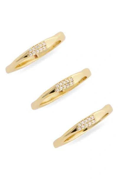 Nordstrom Rack Demi-fine Set Of 3 Cubic Zirconia Molten Band Rings In Gold