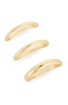 Nordstrom Rack Demi-fine Set Of 3 Wavy Band Rings In Gold