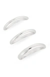 Nordstrom Rack Demi-fine Set Of 3 Wavy Band Rings In Silver