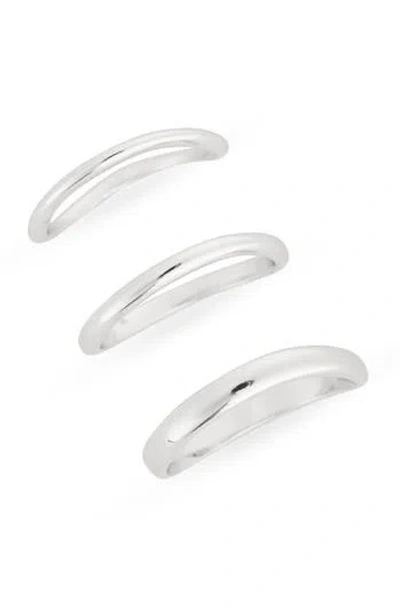 Nordstrom Rack Demi-fine Set Of 3 Wavy Band Rings In Silver