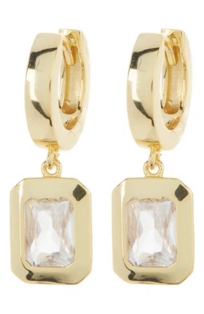 Nordstrom Rack Demifine Cubic Zirconia Drop Huggie Hoop Earrings In Gold