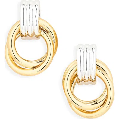 Nordstrom Rack Demi-fine Two-tone Frontal Hoop Earrings In Silver- Gold
