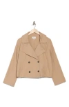 Nordstrom Rack Double Breasted Crop Trench Coat In Tan Sesame