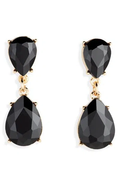 Nordstrom Rack Double Drop Crystal Earrings In Black