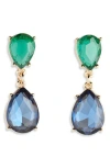Nordstrom Rack Double Drop Crystal Earrings In Green