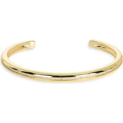Nordstrom Rack Double Row Cubic Zirconia Cuff Bracelet In Clear- Gold