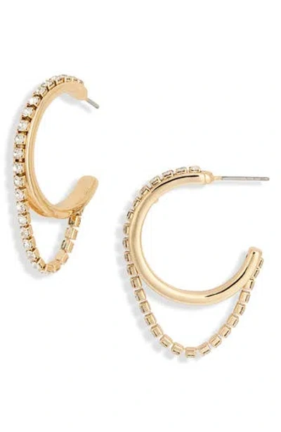 Nordstrom Rack Draped Crystal Chain Hoop Earrings In Gold
