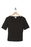 Nordstrom Rack Elbow Sleeve Sculpted Knit Top In Black